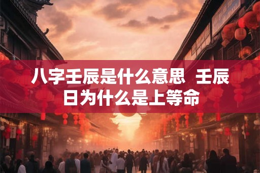 八字壬辰是什么意思  壬辰日为什么是上等命