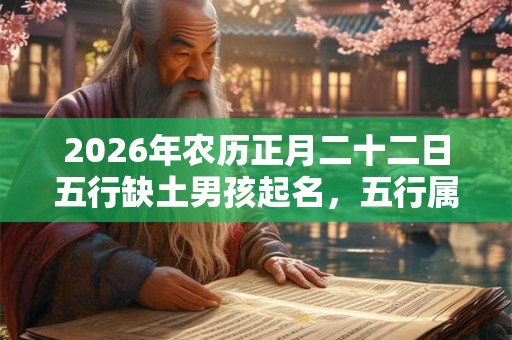 2026年农历正月二十二日五行缺土男孩起名，五行属土男孩名字