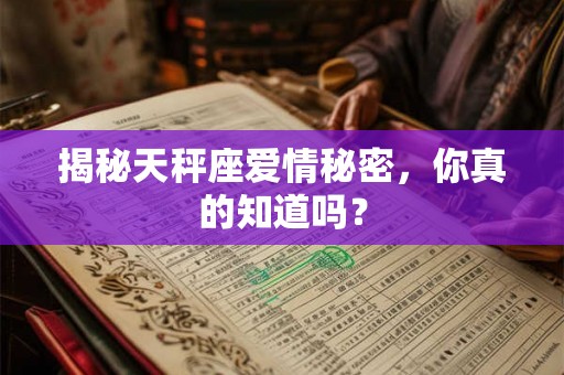 揭秘天秤座爱情秘密，你真的知道吗？