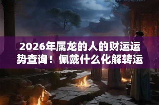 2026年属龙的人的财运运势查询！佩戴什么化解转运？
