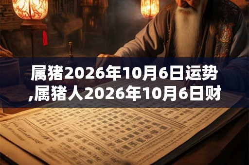 属猪2026年10月6日运势,属猪人2026年10月6日财运,生肖猪2026年10月6日运势