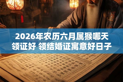 2026年农历六月属猴哪天领证好 领结婚证寓意好日子