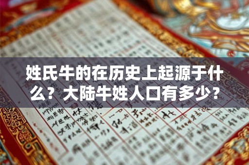 姓氏牛的在历史上起源于什么？大陆牛姓人口有多少？