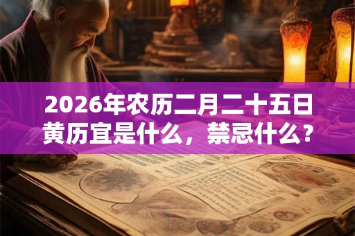 2026年农历二月二十五日黄历宜是什么，禁忌什么？