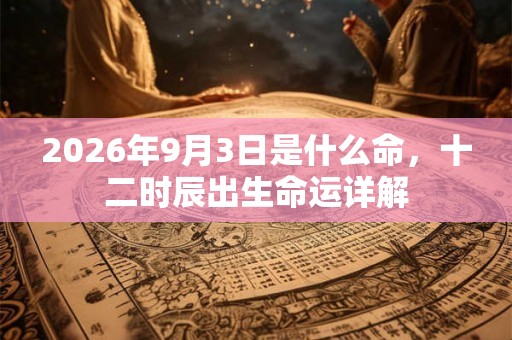 2026年9月3日是什么命，十二时辰出生命运详解