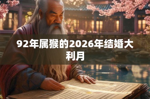 92年属猴的2026年结婚大利月 92年属猴的2026年结婚大利月