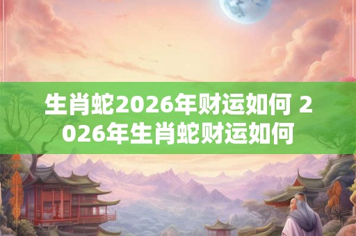 生肖蛇2026年财运如何 2026年生肖蛇财运如何 生肖蛇2026年财运如何 2026年生肖蛇财运如何