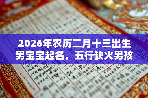 2026年农历二月十三出生男宝宝起名，五行缺火男孩起名寓意好的