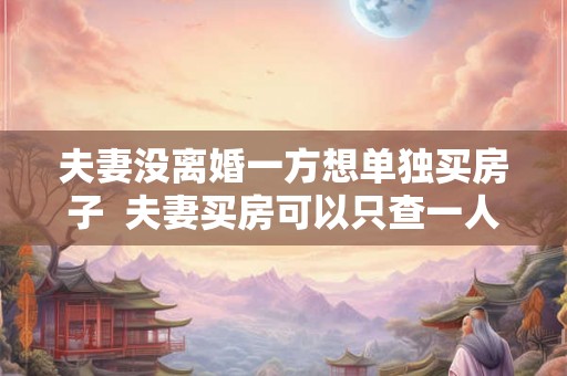 夫妻没离婚一方想单独买房子 夫妻买房可以只查一人征信吗 夫妻没离婚一方想单独买房子 夫妻买房可以只查一人征信吗