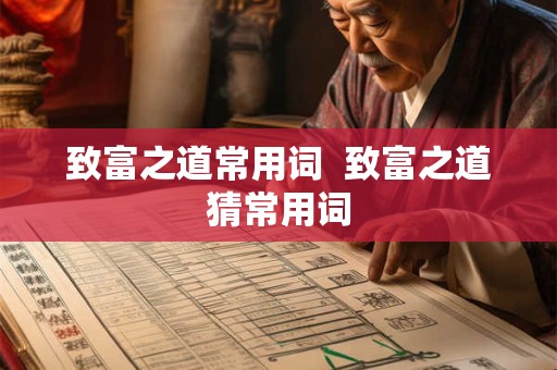 致富之道常用词  致富之道猜常用词