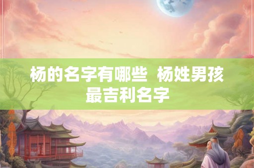 杨的名字有哪些 杨姓男孩最吉利名字 杨的名字有哪些 杨姓男孩最吉利名字