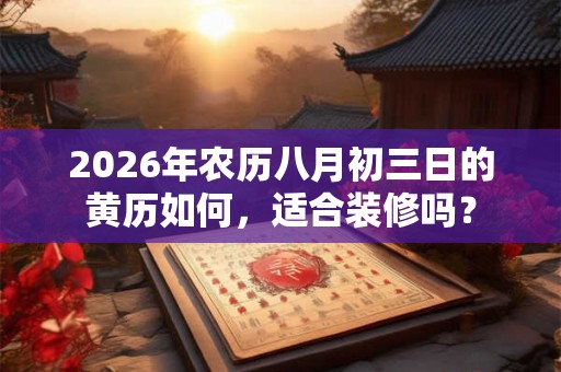 2026年农历八月初三日的黄历如何，适合装修吗？