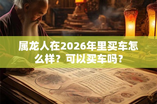 属龙人在2026年里买车怎么样？可以买车吗？