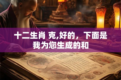 十二生肖 克,好的,下面是我为您生成的和 十二生肖 克,好的,下面是我为您生成的和
