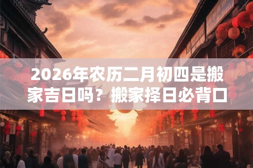 2026年农历二月初四是搬家吉日吗？搬家择日必背口诀
