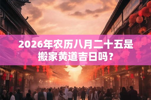 2026年农历八月二十五是搬家黄道吉日吗？