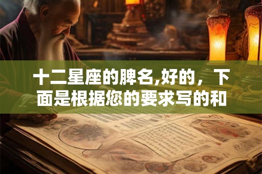 十二星座的脾名,好的,下面是根据您的要求写的和 十二星座的脾名,好的,下面是根据您的要求写的和