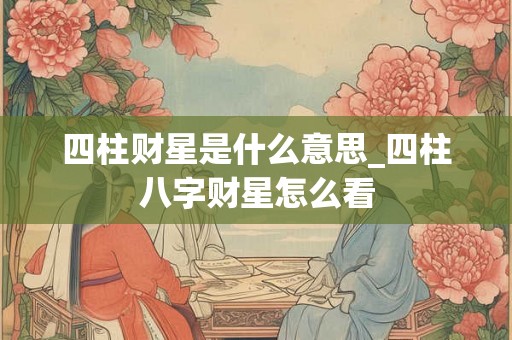 四柱财星是什么意思_四柱八字财星怎么看