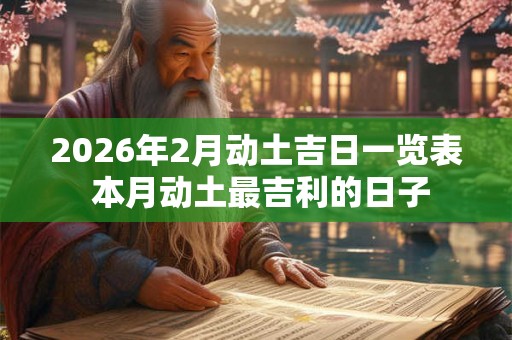 2026年2月动土吉日一览表 本月动土最吉利的日子 2026年2月动土吉日一览表 本月动土最吉利的日子