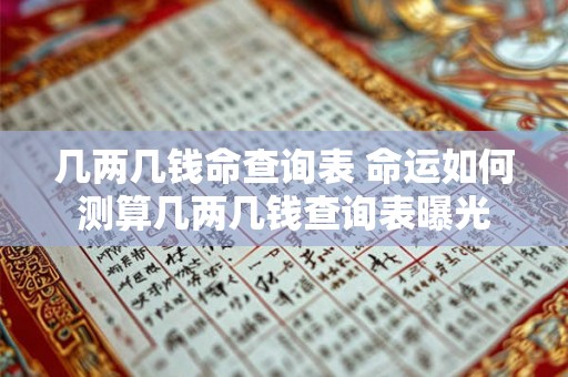 几两几钱命查询表 命运如何测算几两几钱查询表曝光
