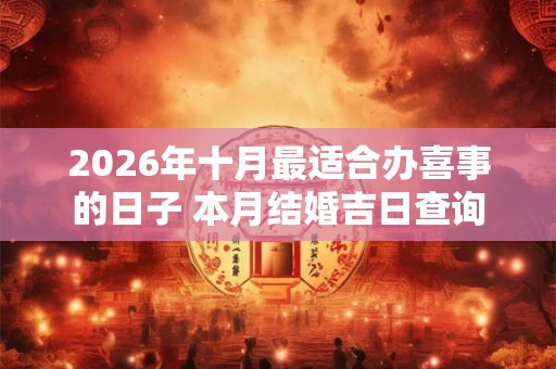 2026年十月最适合办喜事的日子 本月结婚吉日查询