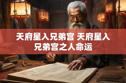 天府星入兄弟宫 天府星入兄弟宫之人命运