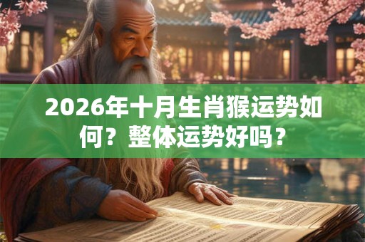 2026年十月生肖猴运势如何？整体运势好吗？