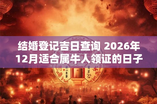 结婚登记吉日查询 2026年12月适合属牛人领证的日子