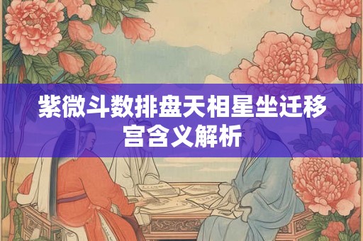 紫微斗数排盘天相星坐迁移宫含义解析