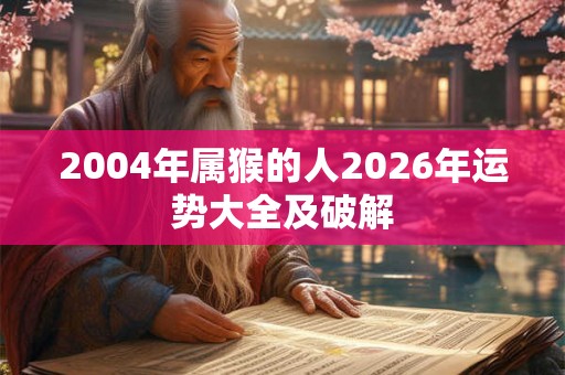 2004年属猴的人2026年运势大全及破解