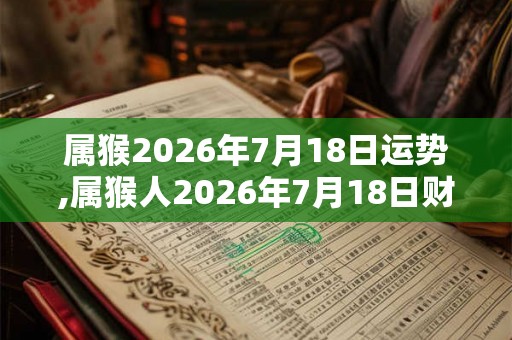 属猴2026年7月18日运势,属猴人2026年7月18日财运,生肖猴2026年7月18日运势