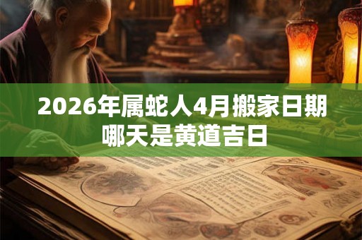 2026年属蛇人4月搬家日期 哪天是黄道吉日
