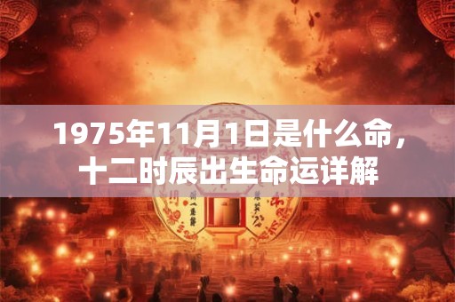 1975年11月1日是什么命，十二时辰出生命运详解