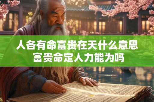 人各有命富贵在天什么意思 富贵命定人力能为吗
