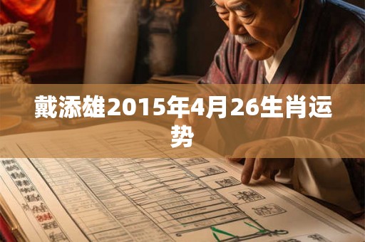 戴添雄2015年4月26生肖运势