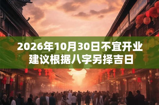 2026年10月30日不宜开业 建议根据八字另择吉日