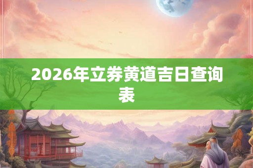 2026年立券黄道吉日查询表