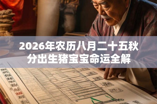 2026年农历八月二十五秋分出生猪宝宝命运全解
