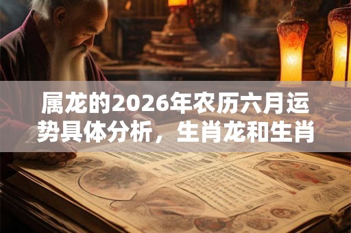 属龙的2026年农历六月运势具体分析,生肖龙和生肖猪婚姻相配吗? 属龙的2026年农历六月运势具体分析,生肖龙和生肖猪婚姻相配吗?