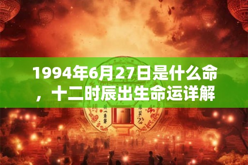 1994年6月27日是什么命，十二时辰出生命运详解