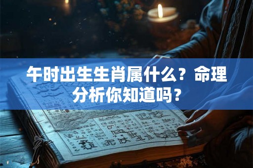 午时出生生肖属什么？命理分析你知道吗？
