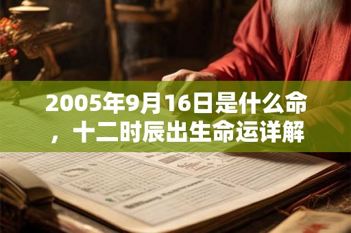 2005年9月16日是什么命，十二时辰出生命运详解