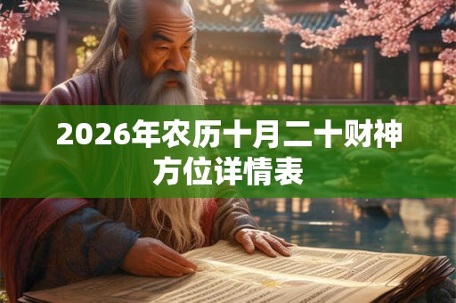 2026年农历十月二十财神方位详情表