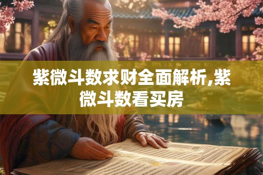 紫微斗数求财全面解析,紫微斗数看买房