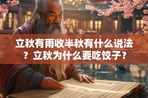 立秋有雨收半秋有什么说法？立秋为什么要吃饺子？