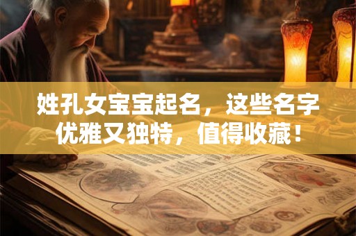 姓孔女宝宝起名，这些名字优雅又独特，值得收藏！