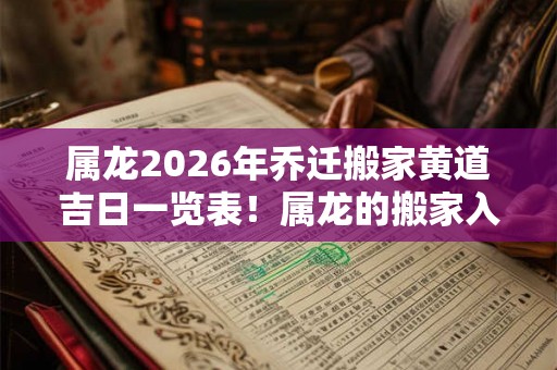 属龙2026年乔迁搬家黄道吉日一览表！属龙的搬家入宅吉日