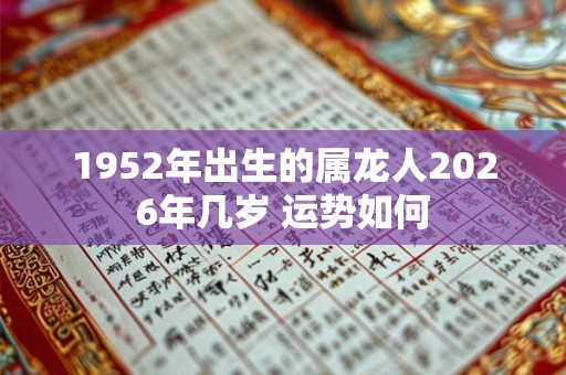 1952年出生的属龙人2026年几岁 运势如何