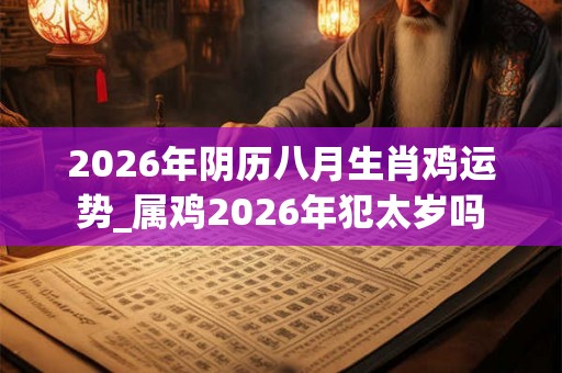 2026年阴历八月生肖鸡运势_属鸡2026年犯太岁吗 2026年阴历八月生肖鸡运势_属鸡2026年犯太岁吗