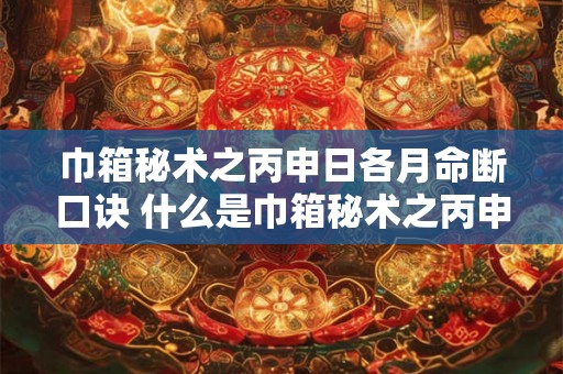 巾箱秘术之丙申日各月命断口诀 什么是巾箱秘术之丙申日各月命断口诀